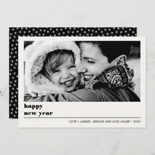 Minimal Graphic   Black  Happy new Year Photo Card