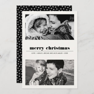 Minimal Graphic Black Merry Christmas 2 Photo Card