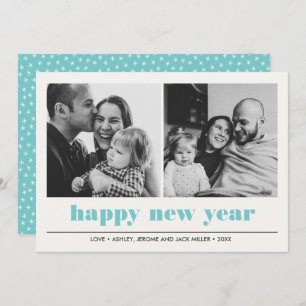 Minimal Graphic Happy new year collage 2 Photo Card