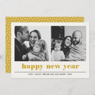 Minimal Graphic Happy new year collage 2 Photo Card