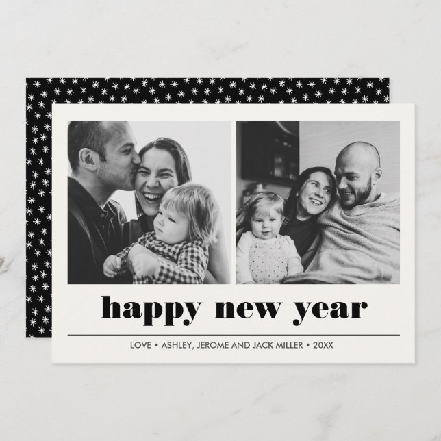 Minimal Graphic | Happy new year collage 2 Photo Card (Front/Back)