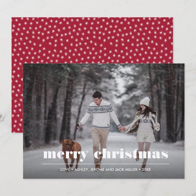 Minimal Graphic | Ruby Red Christmas  Photo Card (Front/Back)
