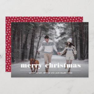 Minimal Graphic Ruby Red Christmas Photo Card