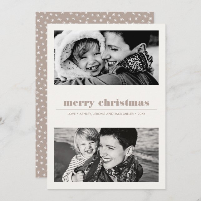 Minimal Graphic | Sand Merry Christmas 2 Photo Card (Front/Back)