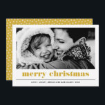 Minimal Graphic | Yellow Merry Christmas Photo Card<br><div class="desc">Contemporary and minimal bold graphic trendy mustard yellow typography "Merry Christmas" photo card. 
The back of the card features a pop of coordinating colour with a winter star pattern
Any colour available upon request</div>
