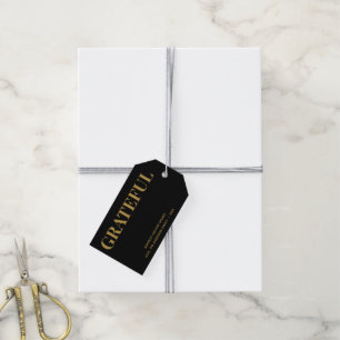 Minimal GRATEFUL Black Gold Gift Tags