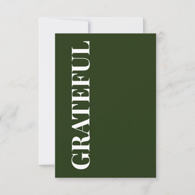 Minimal GRATEFUL | Forest Green Holiday Greeting Card (Front)