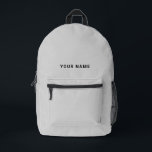 Minimal Gray Custom Name Backpack<br><div class="desc">Easily personalize this simple and cool backpack adding your name or custom text. A cool and modern design in minimalist light gray eaturing clear sans serif font, for a modern, professional and edgy look, perfect as custom gift for college students, high school, kids. The backpack can be customized in any...</div>