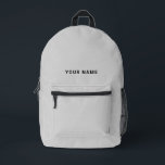Minimal Gray Custom Name Backpack<br><div class="desc">Easily personalize this simple and cool backpack adding your name or custom text. A cool and modern design in minimalist light gray eaturing clear sans serif font, for a modern, professional and edgy look, perfect as custom gift for college students, high school, kids. The backpack can be customized in any...</div>