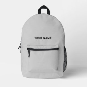 Minimal Gray Custom Name Backpack
