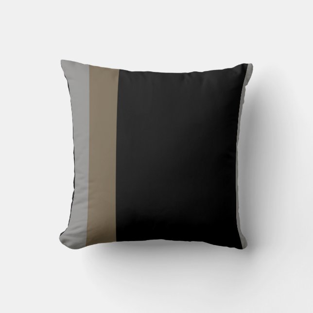 Minimal Gray & Taupe Vertical Stripes Cushion (Front)
