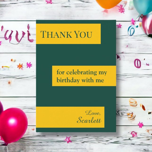 Minimal Green And Gold Elegant Chic Birthday Thank You Card (Creator Uploaded)