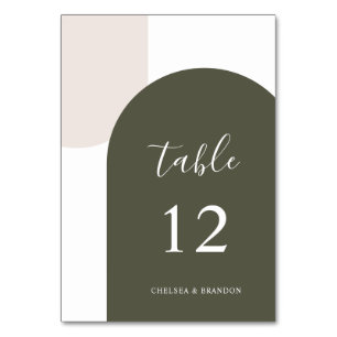 Minimal Green Beige Rustic Boho Arch Table Number