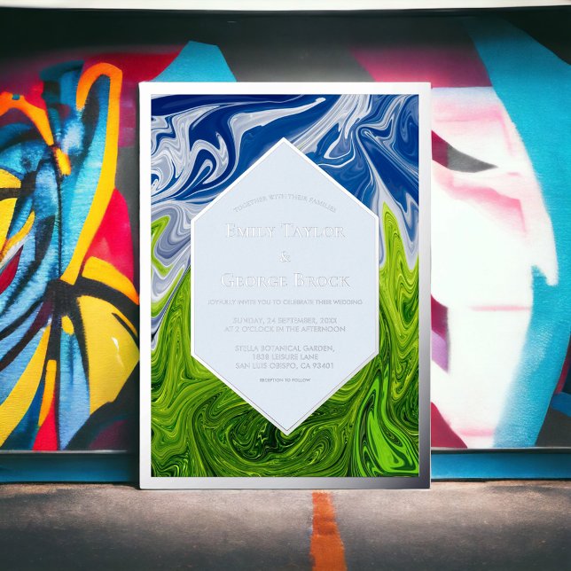 Minimal Green Blue Sky Landscape Abstract Wedding (Creator Uploaded)