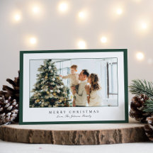 Minimal Green Border Photo Elegant Christmas