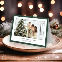 Minimal Green Border Photo Elegant Christmas