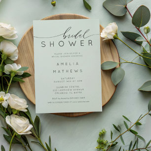 Minimal Green Bridal Shower Invitation