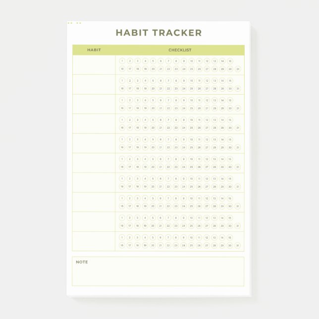 Minimal Green Daily Checklist Planner Design Post-it Notes (Front)