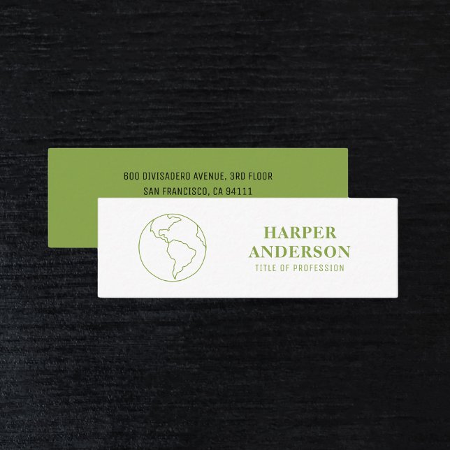 Minimal Green Earth Logo Mini | Eco  Professional  Business Card (Creator Uploaded)