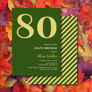 Minimal Green Gold Typography Birthday Invitation