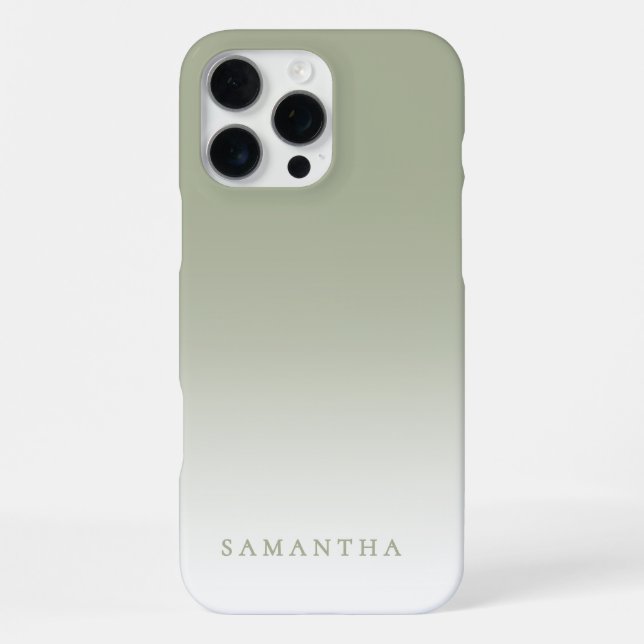 Minimal Green Gradient Modern Classy Personalised iPhone Case (Back)