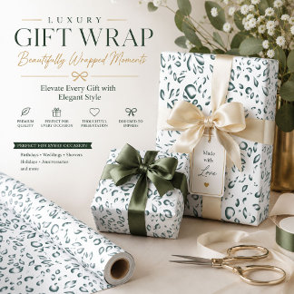 Minimal Green Leaf Wrapping Paper