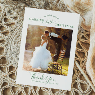 Minimal Green Married Little Christmas Thank You Holiday Card