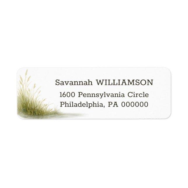 Minimal Green Marsh Grass Address Label (Front)