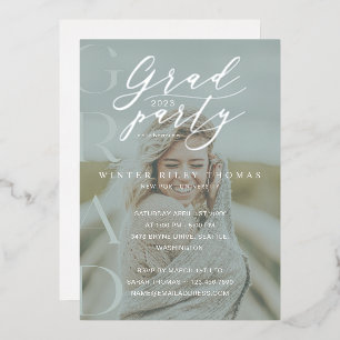 Minimal Green Photo Grad Party Modern Calligraphy
