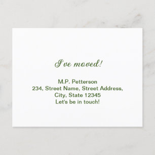 minimal green we have moved add name address text postcard