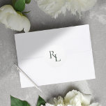 Minimal Green & White Wedding Couple Initials  Classic Round Sticker<br><div class="desc">Chic and elegant. This template features couple initials in a lovely dark forest green colour. This sticker adds just that special something to to wedding favour packaging and envelopes.</div>