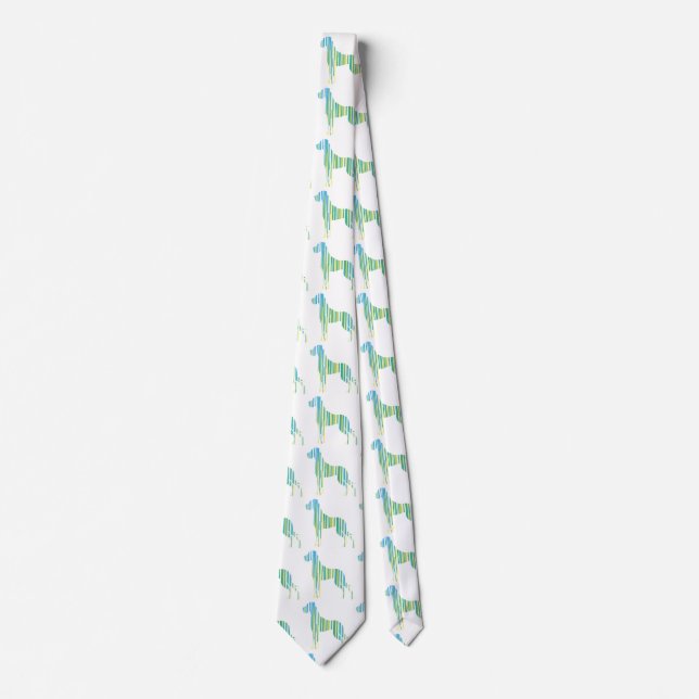 Minimal green yellow Great Dane  Tie (Front)