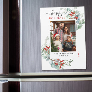 Minimal Greenery Botanical Christmas Photo Magnet