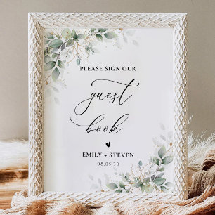 Minimal Greenery Bridal Shower Guest Book Sign