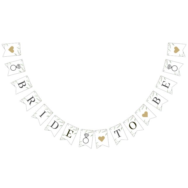 Minimal Greenery Bride to Be rustic Bridal Shower Bunting (All)