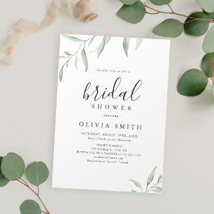 Minimal greenery calligraphy rustic bridal shower invitation