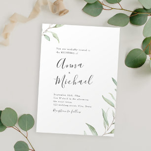 Minimal greenery calligraphy rustic wedding invitation