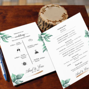Minimal Greenery Classic Elegant Wedding Program