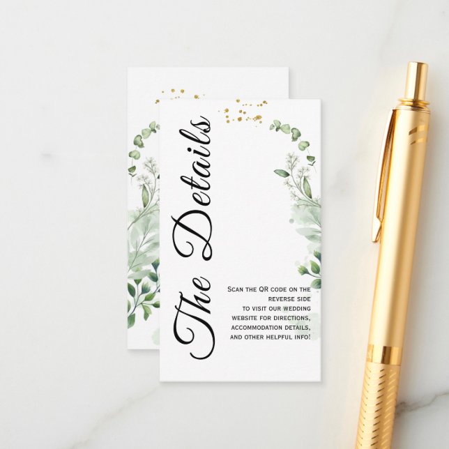 Minimal Greenery Enclosure Card Invitation (Front/Back In Situ)