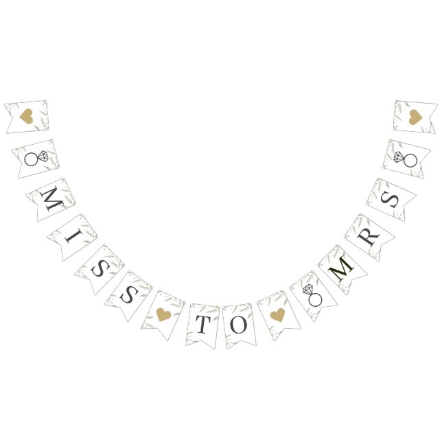 Minimal greenery Miss to Mrs. rustic bridal shower Bunting (All)