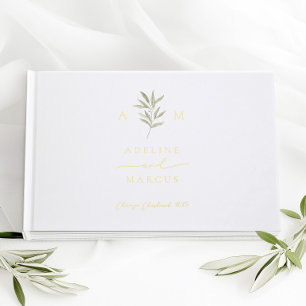 Minimal Greenery Olive Branch Wedding Foil Guest B Book