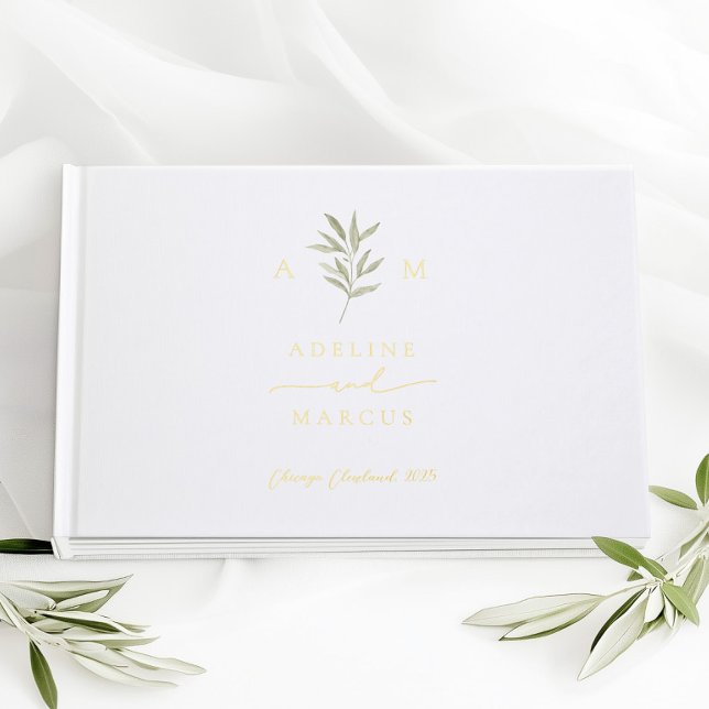 Minimal Greenery Olive Branch Wedding Foil Guest B Book (Creator Uploaded)