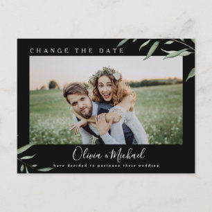 Minimal greenery photo change the date Postponed Postcard