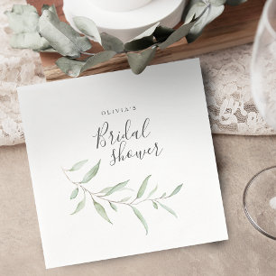 Minimal greenery rustic bridal shower party napkin
