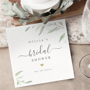 Minimal greenery rustic bridal shower party napkin