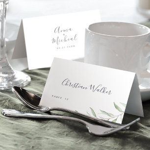 Minimal greenery rustic wedding Place Card