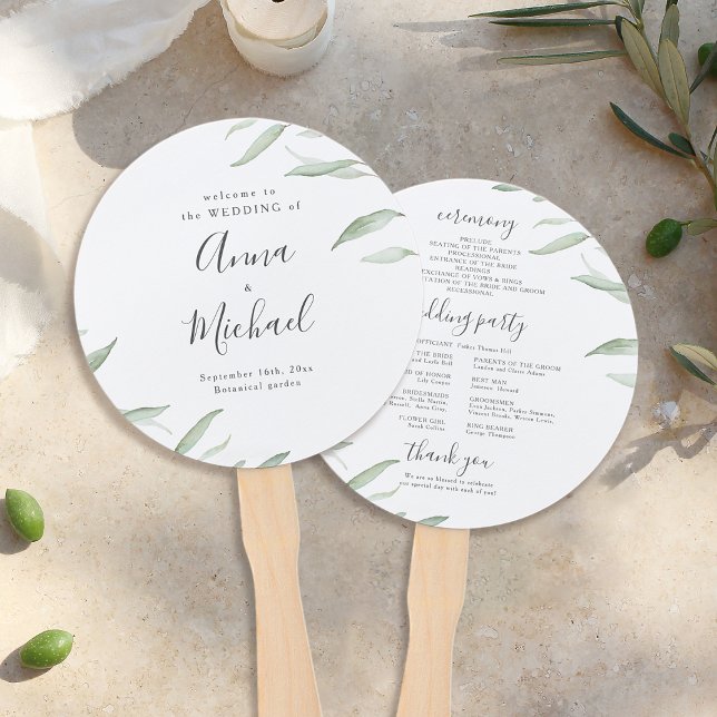 Minimal greenery rustic wedding program hand fan (Minimal greenery rustic wedding program hand fan)