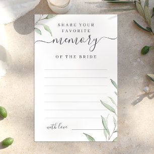 Minimal greenery share a memory bridal shower game