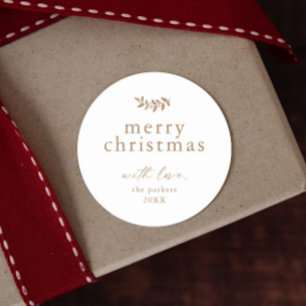 Minimal Greenery Simple Merry Christmas Classic Round Sticker