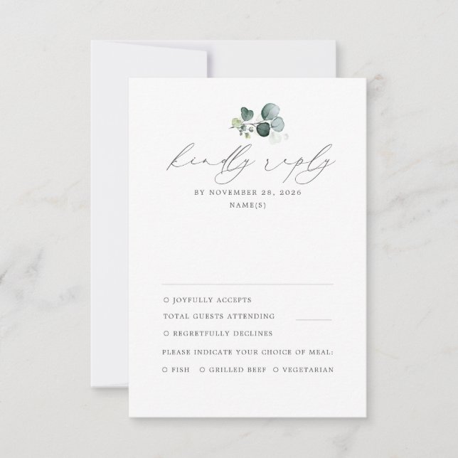 Minimal Greenery Wedding RSVP Card (Front)